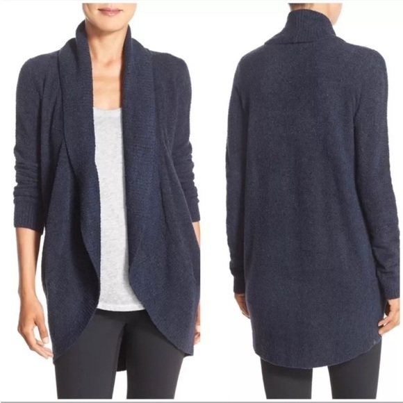 🌻Barefoot Dreams CozyChic Lite Indigo Blue Cardigan Sweater Size Medium - Picture 1 of 13
